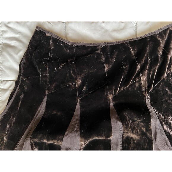 Elie Tahari Sydney Skirt 10 Walnut Rayon Silk Blend NWT Lined Zip Velvet Sheer - Picture 4 of 14